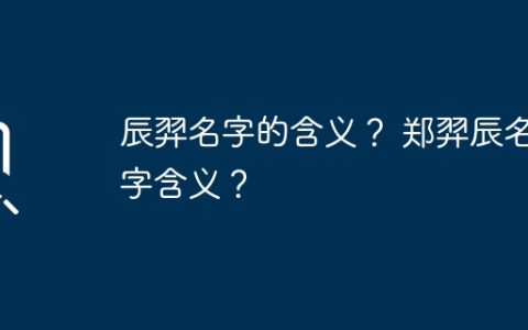 辰羿名字的含义？ 郑羿辰名字含义？