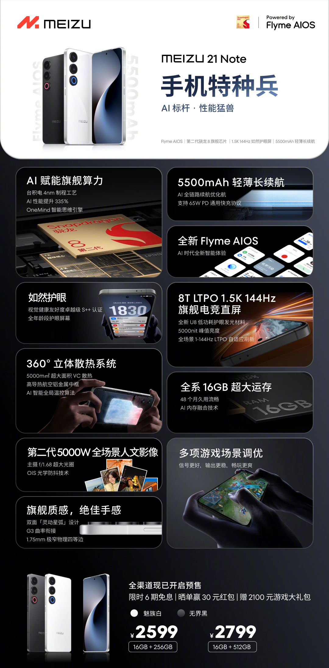 开售 1 周直降 100 元：魅族 21 Note 手机 2499 元起 6 期免息