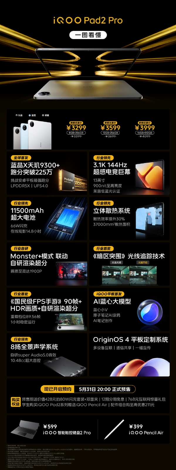 2499元起 iQOO Pad2系列预售:天玑9300+、第三代骁龙8s双首发