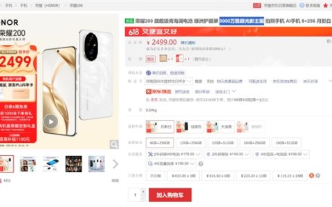 荣耀200首销：全球首发5000万雅顾光影主摄 2499元起