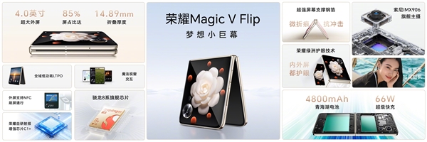 4800mAh小折叠最大电池!荣耀Magic V Flip续航远超iPhone 15 Pro