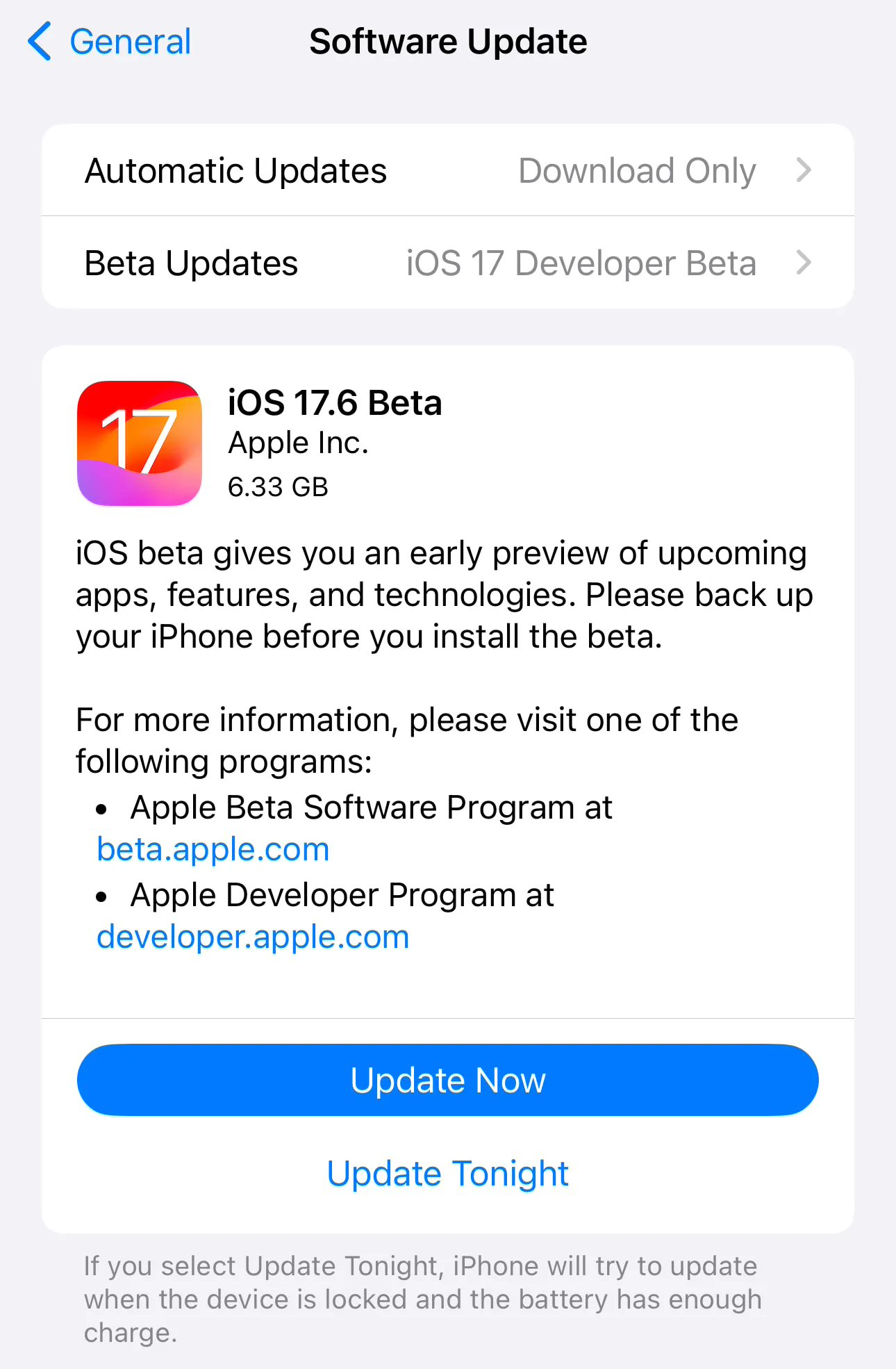 苹果 iOS / iPadOS 17.6 开发者预览版 Beta 发布