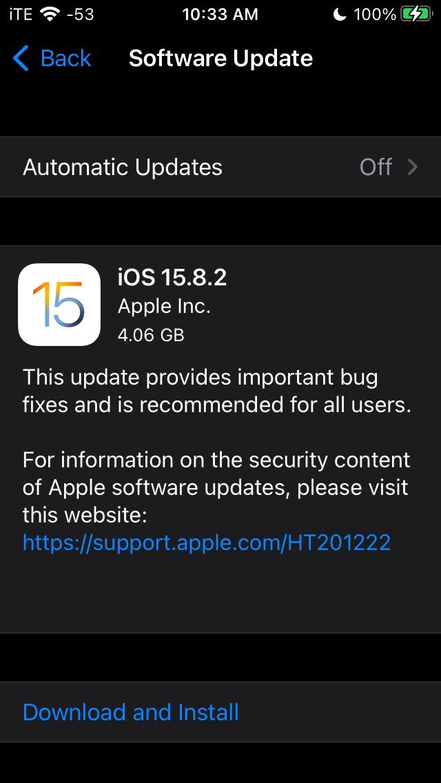 苹果 iOS / iPadOS 15.8.2 正式版发布