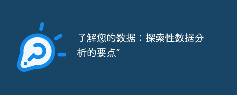了解您的数据:探索性数据分析的要点”