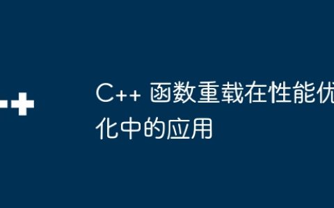 C++ 函数重载在性能优化中的应用