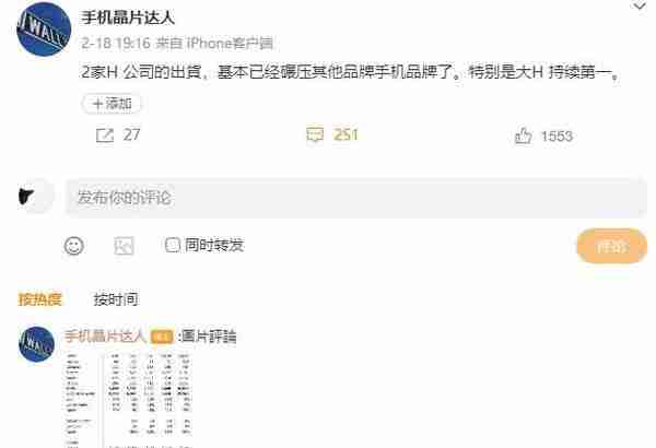 曝华为和荣耀手机出货量碾压其他品牌 华为持续领先