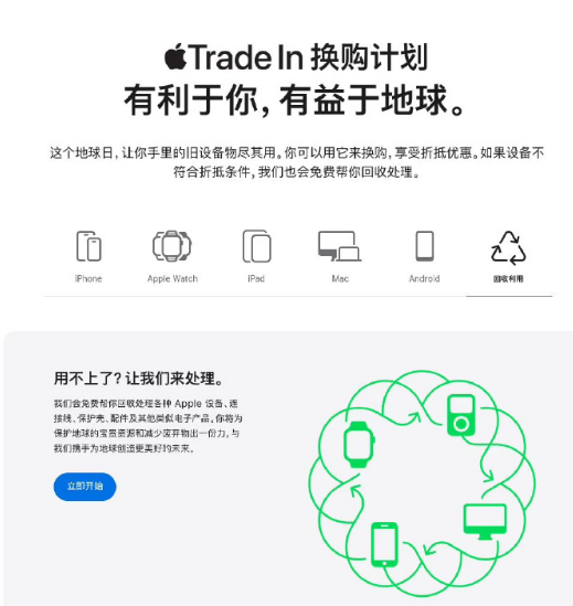 苹果公司为地球日更新换购与回收服务，强调环保理念