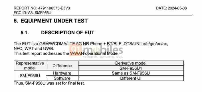 三星Galaxy Z Fold6手机通过FCC认证:支持 5G、Wi-Fi 5.8GHz、UWB