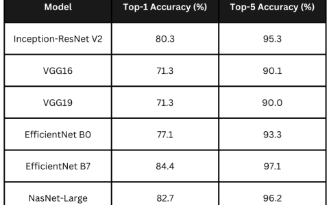 ResNet、EfficientNet、VGG、NN