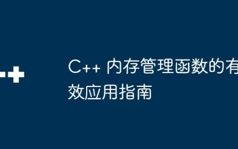 C++ 内存管理函数的有效应用指南