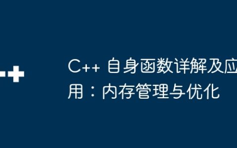 C++ 自身函数详解及应用：内存管理与优化