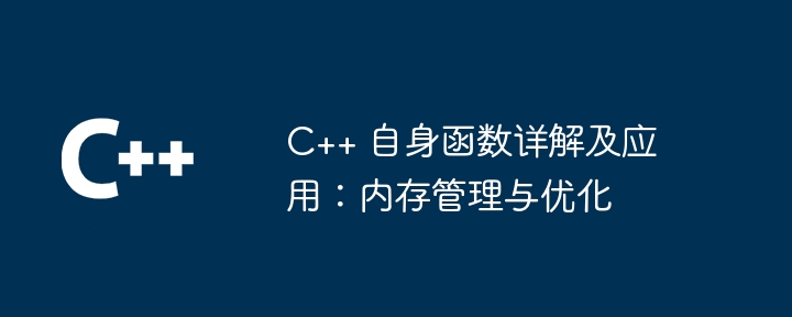 C++ 自身函数详解及应用:内存管理与优化