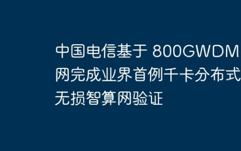 中国电信基于 800GWDM 现网完成业界首例千卡分布式无损智算网验证