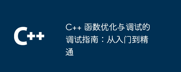 C++ 函数优化与调试的调试指南:从入门到精通