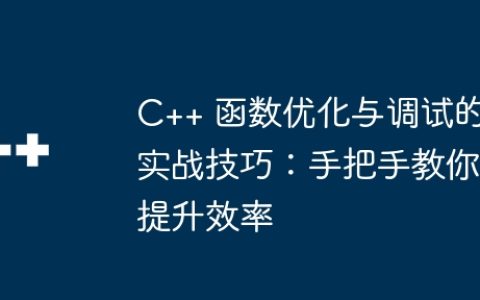 C++ 函数优化与调试的实战技巧：手把手教你提升效率