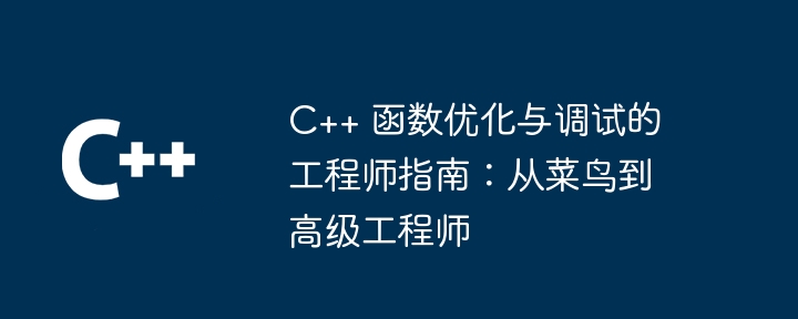 C++ 函数优化与调试的工程师指南:从菜鸟到高级工程师