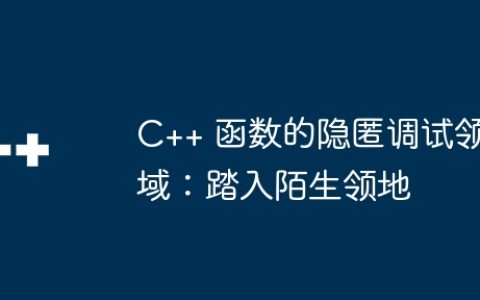 C++ 函数的隐匿调试领域：踏入陌生领地