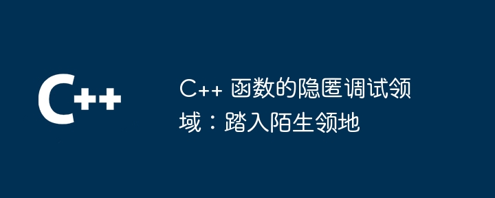 c++ 函数的隐匿调试领域:踏入陌生领地