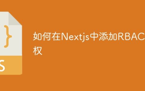 如何在Nextjs中添加RBAC授权