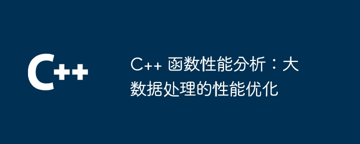 C++ 函数性能分析:大数据处理的性能优化