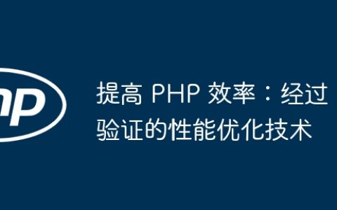 提高 PHP 效率：经过验证的性能优化技术
