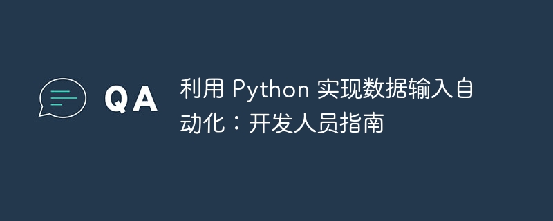 利用 python 实现数据输入自动化:开发人员指南