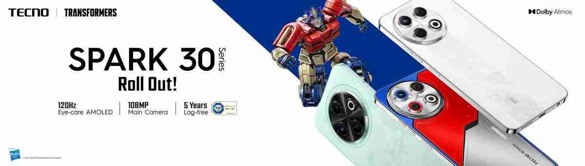 传音推出 TECNO SPARK 30 系列变形金刚联名机型,擎天柱 / 大黄蜂主题后盖