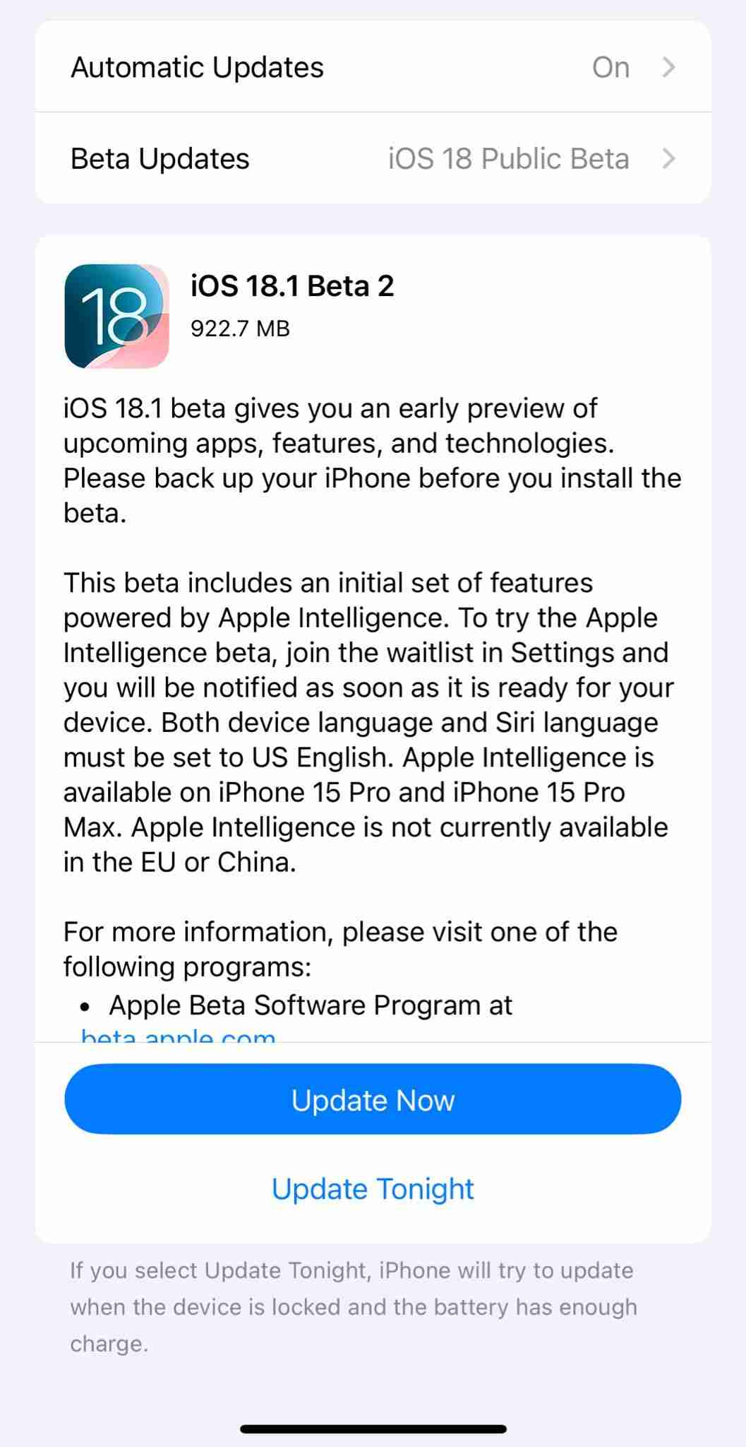 苹果发布 ios / ipados 18.1、macos 15.1 sequoia 第 2 个公测版:增强 iphone 镜像等