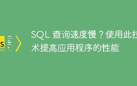 SQL 查询速度慢？使用此技术提高应用程序的性能