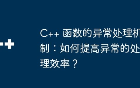 C++ 函数的异常处理机制：如何提高异常的处理效率？