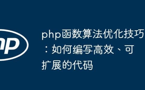 php函数算法优化技巧：如何编写高效、可扩展的代码