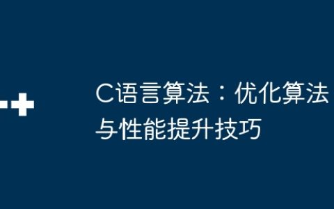 C语言算法：优化算法与性能提升技巧