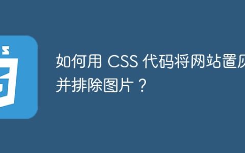 如何用 CSS 代码将网站置灰并排除图片？