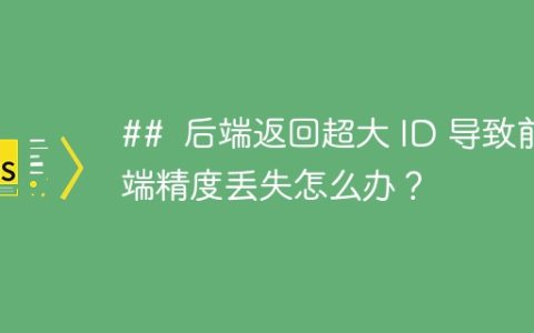 ##  后端返回超大 ID 导致前端精度丢失怎么办？