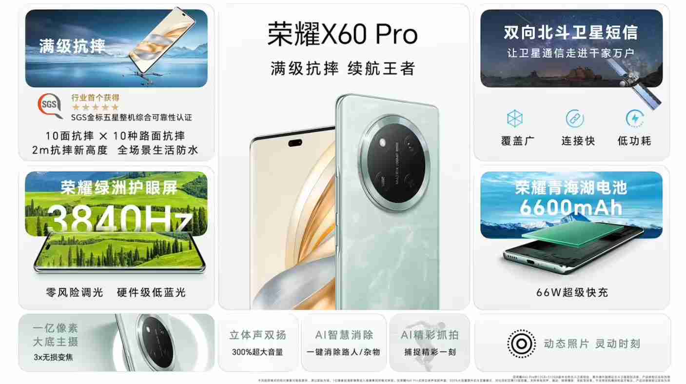 荣耀 X60 系列手机首销:天玑 7025-Ultra / 骁龙 6 Gen1 处理器,1199 元起