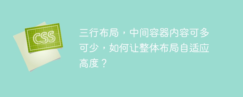 三行布局,中间容器内容可多可少,如何让整体布局自适应高度?
