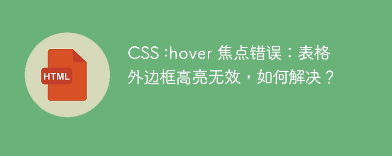 CSS :hover 焦点错误:表格外边框高亮无效,如何解决?