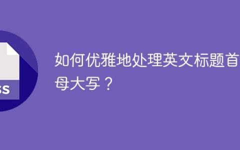 如何优雅地处理英文标题首字母大写？