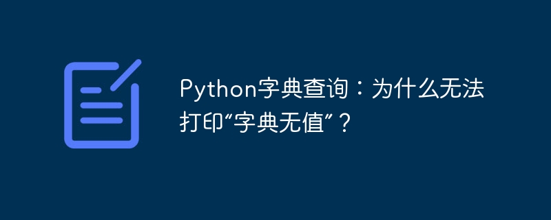 python字典查询:为什么无法打印“字典无值”?