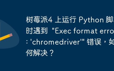 树莓派4 上运行 Python 脚本时遇到  "Exec format error: 'chromedriver'" 错误，如何解决？