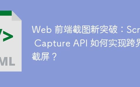 Web 前端截图新突破：Screen Capture API 如何实现跨界截屏？
