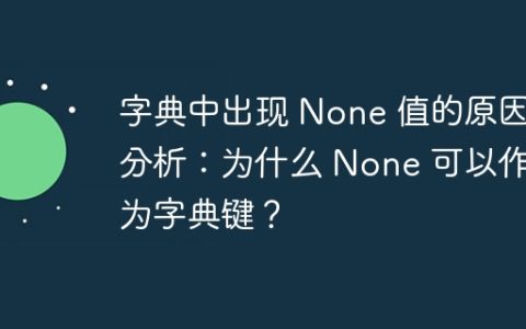 字典中出现 None 值的原因分析：为什么 None 可以作为字典键？