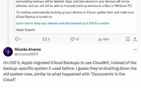 苹果将不再为 iOS 8 及之前版本的 iPhone、iPad 提供 iCloud 备份服务