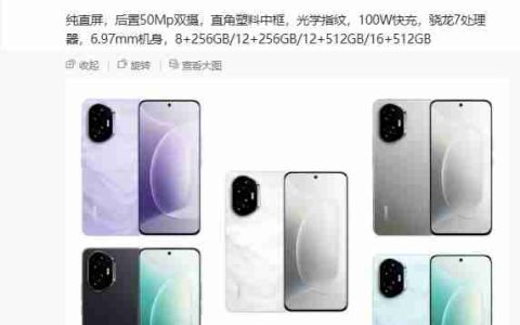 荣耀 300 标准版手机参数曝光：纯直屏设计，骁龙 7 处理器