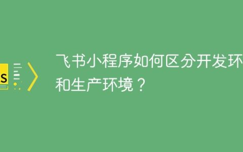 飞书小程序如何区分开发环境和生产环境？