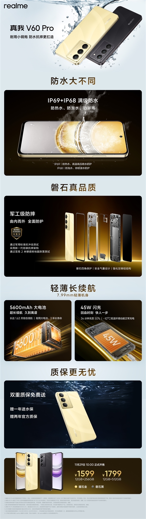 真我V60 Pro上市:价格最低的IP69防水耐用手机 1599元起