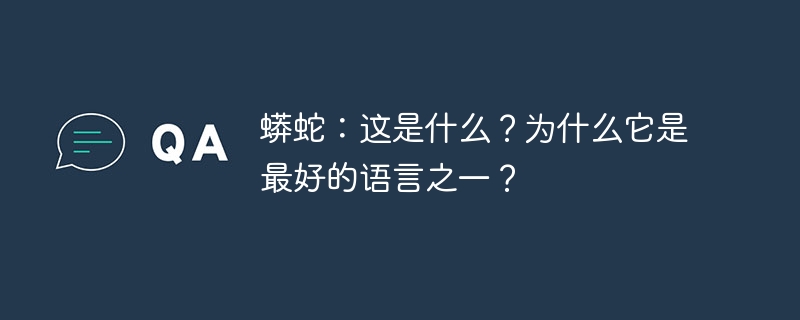 蟒蛇:这是什么?为什么它是最好的语言之一?