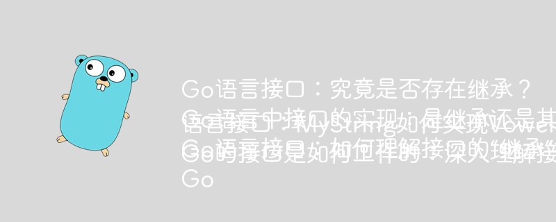 Go语言接口:究竟是否存在继承?Go语言中接口的实现:是继承还是其他机制?Go语言接口:如何理解接口的“继承”机制?Go语言接口:MyString如何实现VowelsFinder接口?Go的接口是如何工作的:深入理解接口与类型的关系