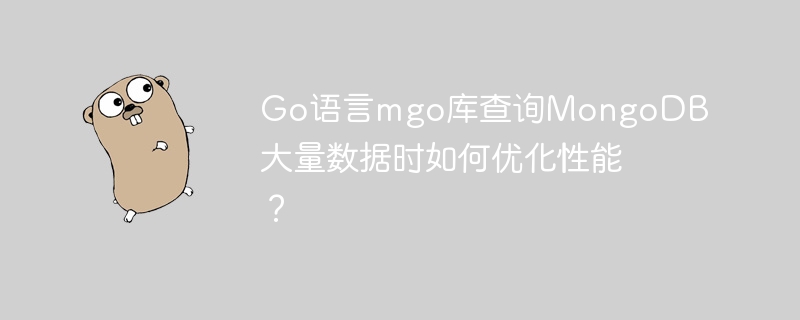 go语言mgo库查询mongodb大量数据时如何优化性能?
