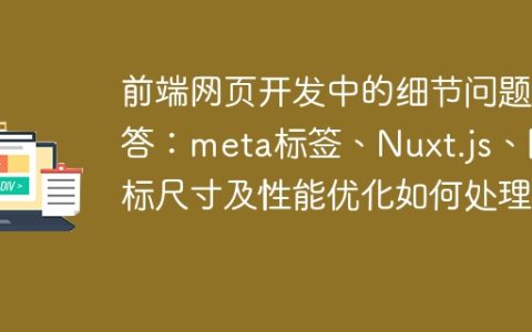 前端网页开发中的细节问题解答：meta标签、Nuxt.js、图标尺寸及性能优化如何处理？